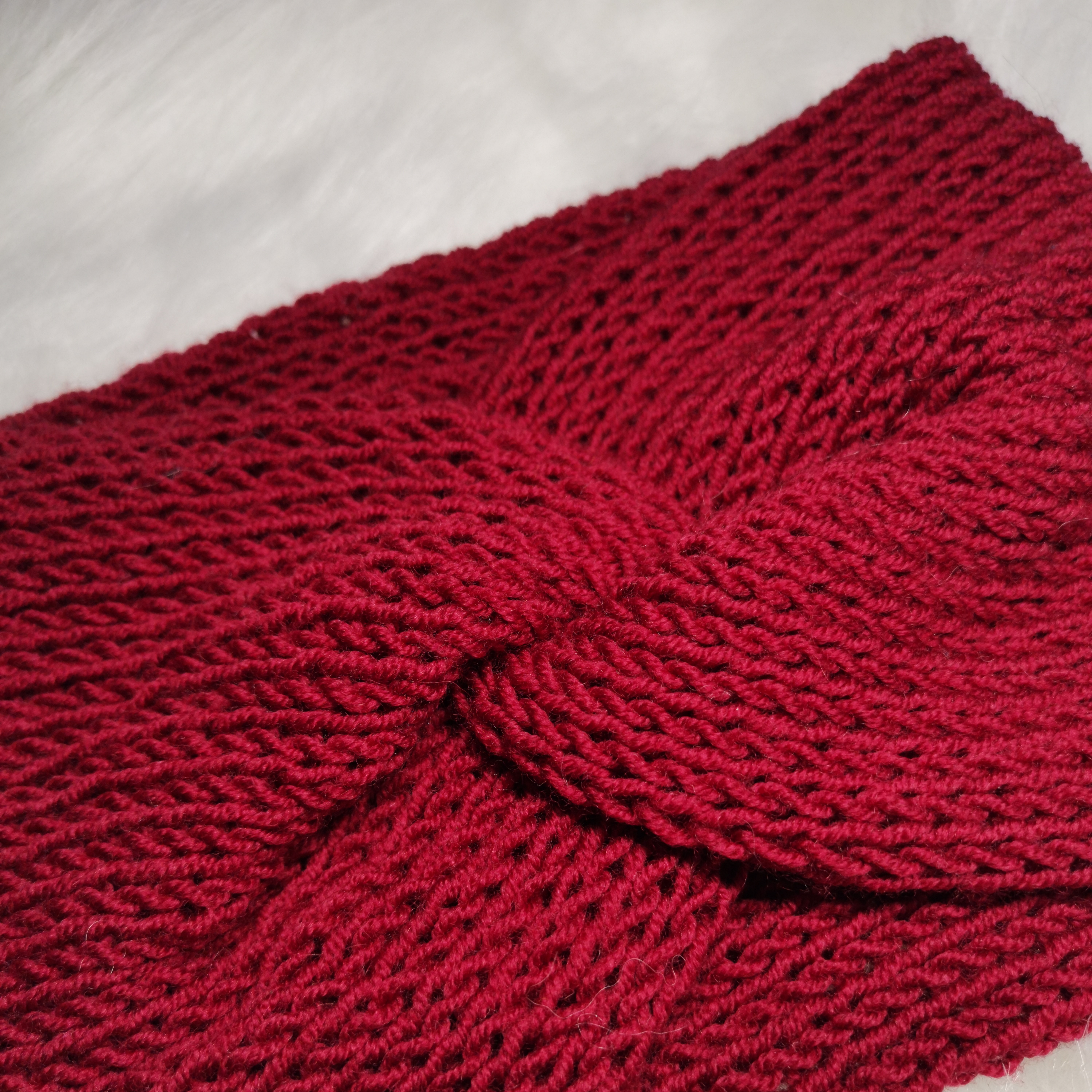 Bandeau laine mérinos rouge bordeaux